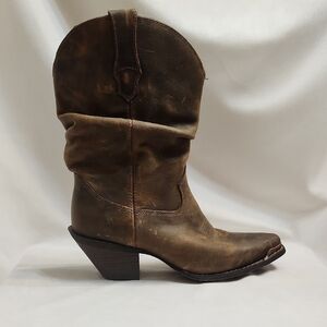 Durango Crush Brown Distressed Leather Slouch Western Boots (W Size 8)